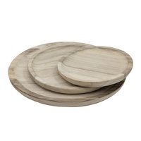 Set 3 Wood Round Trays 39cm