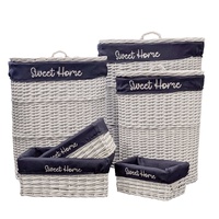 Set 6 Hampton Blue & White Baskets 55x66cm