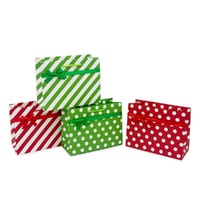 bulk 48 Medium Red & Green Dots Stripes Gift Bag Assorted 23cm