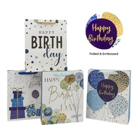 Bulk 24 Large Foil & Embossed Birthday Gift Bag 4 Assort 26x32cm