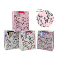 bulk 24 Medium Jardin Floral Gift Bag Foiled 4 Assort 23cm