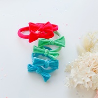 Handmade Simple Bow metal free hair ties -Pink - 1 Pairs - Rose Pink
