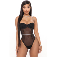 Black Sheer Teddy with Faux Diamond Accents by My Secret Drawer  - XL-2XL