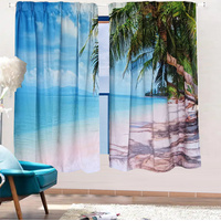 Sea View 3D Printing Blockout Curtains 2x127x160cm PINCH PLEAT Fabric Seascape