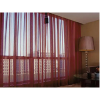 2 Long Drop Sheer Voile Curtains 590cm wide 270cm Drop Pinch Pleat + Hooks Wine