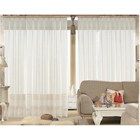 2 Long drop Sheer Voile Curtains 580cm wide 270cm long+30 Hooks Pinch Pleat New
