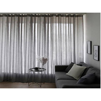 1 Long drop Sheer Voile Curtain 295cm wide 270cm Drop +Hooks Pinch Pleat Black