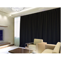 Blockout Curtains 540x230cm PINCH PLEAT Blackout High Level Fabric +Hooks,Black
