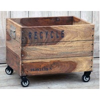 INDUSTRIAL RECYCLE BASKET ON CAST IRON WHEELS