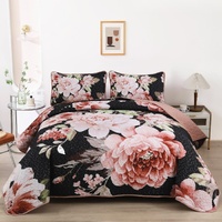 Botanical Evergreen Floral Cozy 3 Pc Bedspread & Pillow Cover Set