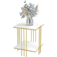 2 Tier End Table Bedside Tables Sintered Stone Nightstand Display Storage Shelf