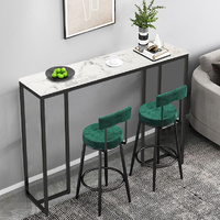 Exquisite Water Ripple Marble Console Table Bar Table w Thicken Stable Metal Leg