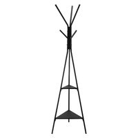Gold Coat Rack, Freestanding Coats Rack Stand with 2 Shelves & 6 Hooks, Free Standing Hall Coat Tree