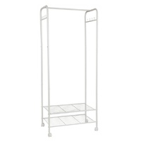 2Tier Rolling Free-Standing Clothing Garment Rack Closet Organizer Open Wardrobe