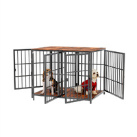 Fin 4 Doors Ultra Thicken Dog Crate Cage End Table Divided Dog Puppy Kennel For 2 Dog