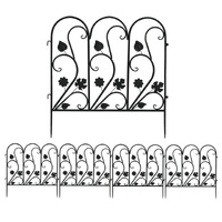 5-Piece Decorative Garden Fence Black Metal Wire Patio