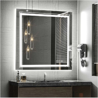 80x80cm Large Square Wall Mount Smart Led Bathroom Mirror Anti Fog Backlit Vanity Mirror