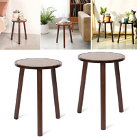 2Pcs Small Side Table Round End Table Wood Plant Stand Super Thick 3-Legs Stool