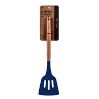 Beechwood & silicone slotted turner navy