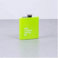 175ml Stainless Steel Hip Flask w Funny Quotes-Green