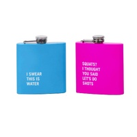 2 Pcs Stainless Steel Hip Flask (175 ml Each) – Funny Quotes, 4 Super‑Bright Colours