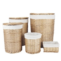 5 Piece Wicker Storage Baskets With Liner Set