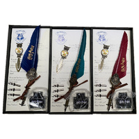 Harry Potter Vintage Feather Dip Pen Writing Set with ink Calligraphy Quill Pen Gifts - DARK GREEN