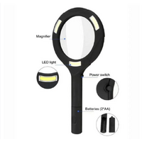 LED Magnifying Glass with COB Light-250 Lumens Glass Lens Ergonomic Handle