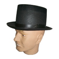 Black flocked tophat party hat