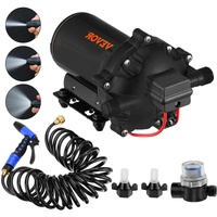 VEVOR RV Water Pump 5.3 GPM 5.5 Gallons Per Minute 12V Water Pump Automatic 70 PSI Diaphragm Pump with 25 Foot Coiled Hose Washdown Pumps for Boats Ca