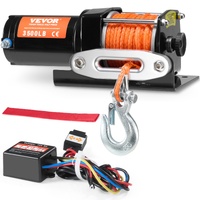 Electric Winch, 1588 kg Line Pull Capacity, 12V DC ATV Winch with Φ0.5 x 1188.7 cm 12 Strands Synthetic Rope Aluminum Fairlead Wired Remote Control, I