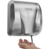 VEVOR Heavy Duty Commercial Hand Dryer, 1800W Automatic High Speed Stainless Steel Warm Wind Hand Blower, 220V-240V Plug In/Hardwired Two Power Option