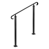 Handrails for Outdoor Steps, 2-3 Step Adjustable Height, Carbon Steel Transitional Handrail with Installation Kit, Exterior Hand Railing for Steps, Co