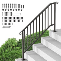 VEVOR Handrails for Outdoor Steps, 5 Step Stair Hand Rail Kit, Transitional Carbon Steel Railings with Installation Kit, Stair Rails for Seniors, Conc