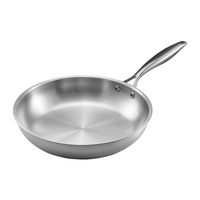 Tri-Ply Stainless Steel Frying Pan, 3 Piece (240, 280, 320 mm), Cooking Skillet with Heat-Resistant Handle, Chef's Kitchen Cookware, Oven, Gas, Electr