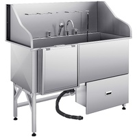 VEVOR 155 cm Dog Grooming Bath Tub Stainless Steel w Ramp Water Filter Left