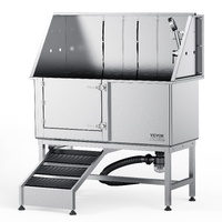 VEVOR 1.57M Pet Dog Bathing Station w/Ramp, Professional Stainless Steel Dog Grooming Tub w/ Soap Box, Faucet,Rich Accessory,Bathtub for Large,Medium,