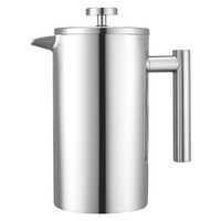 French Press Coffee Maker, 1 Liter Stainless Steel Coffee Press Tea Maker with Filter, Large Double Wall Insulated French Presses Cold Brew for Campin