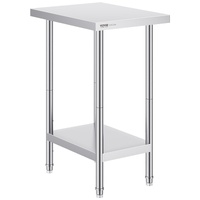 VEVOR Stainless Steel Prep Table, 24 x 18 x 34 Inch, Heavy Duty Metal Worktable with 3 Adjustable Height Levels, Commercial Workstation for Kitchen Ga