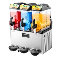 VEVOR Commercial Frozen Drink Maker, 15Lx3 Triple Tank Slushy Machine, 180 Cups Stainless Steel Margarita Smoothie Frozen Drink Machine, Slushie Maker