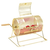 VEVOR Raffle Drum, 11.6 x Ø7.48 inch Brass Plated Raffle Ticket Spinning Cage, Holds 2500 Tickets or 100 Ping Pong Balls, Metal Lottery Spinning Drawi