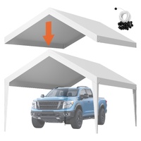 Carport Replacement Canopy, 6 x 3.6 m Potable Garage Tent Top Tarp, UV-Resistant & Waterproof Car Shelter Tarp, Heavy Duty Car Port Cover with Ball Bu