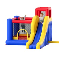 VEVOR Inflatable Bounce House, Outdoor High Quality Playhouse Trampoline, Jumping Bouncer with Blower, Slide, and Storage Bag, Family Backyard Bouncy 