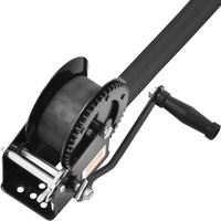Hand Winch, 725.7 kg Pulling Capacity, Boat Trailer Winch Heavy Duty Rope Crank with 10 m Polyester Strap and Two-Way Ratchet, Manual Operated Hand Cr