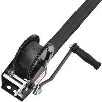 Hand Winch, 907.1 kg Pulling Capacity, Boat Trailer Winch Heavy Duty Rope Crank with 7 m Polyester Strap and Two-Way Ratchet, Manual Operated Hand Cra