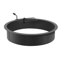 Fire Pit Ring, Fire Pit Insert with Barbecue Fire Ring, 40-In Outer/36-In Inner Diameter, 8.5in Height, Carbon Steel Liner DIY Campfire Ring above/In-