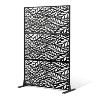 VEVOR Metal Privacy Screen, 47" W x 72" H, Outdoor Privacy Screens & Panels, Freestanding Outdoor Divider with Stand, 3-Panel Decorative Garden Steel 