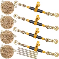 VEVOR Ratchet Chain Binder 5/16"-3/8" Load Binders 7100 lbs w/ G80 Chains 4 Pcs