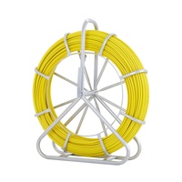 VEVOR Fish Tape Fiberglass, 182.88 m, 7.9 mm, Duct Rodder Fishtape Wire Puller, Cable Running Rod with Steel Reel Stand, 3 Pulling Heads, Fishing Tool