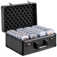 VEVOR Graded Card Storage Box, 4 Slots, Graded Sports Cards Holder Carrying Case with Coded Lock Foam Dividers, for 120 PSA Graded Cards 84 BGS Cards 